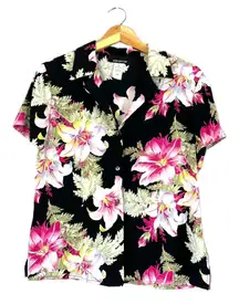  Vintage Silk Floral Jones New York Button Up Blouse 10  