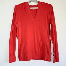 Old Navy Lightweight Pullover Hoodie XL Orange Cotton V Neck Long Sleeve