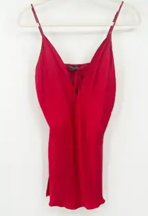 Magic Silk Womens Y2K Coquette 100% Silk Lace Up Cami Mini Slip Babydoll Dress M