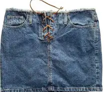 Y2K Denim Mini Skirt with Lace Up Waist