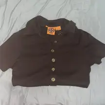 stripped brown polo shirt