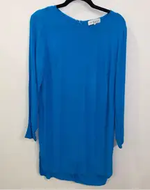 WAYF Bright Blue Long-Sleeved Crepe Lightweight Summer Shift Dress Medium