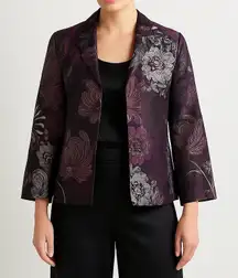 NWT Chico’s Metallic Jacquard Evening Jacket 3/4 Sleeve Blazer Size Small | US 4