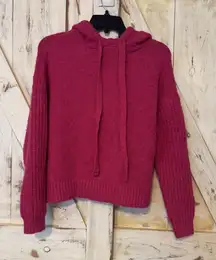 Aqua  Hot pink Women's Hoodie‎ Sweater Drawstring Size XS Polyester Wool blend