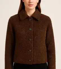REQUIREMENTS Brown Textured Button Front Jacket