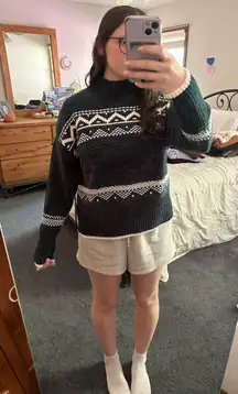 Christian Siriano Green and White Sweater