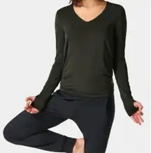 Sweaty Betty Shirt Move Split
Back Long Sleeve Yoga Top Dark Forest XXS