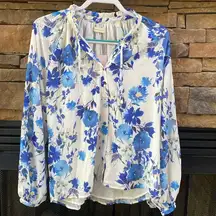 Yumi Kim size S Sundown blouse blue ivory floral Anthropologie relaxed flowy nwt