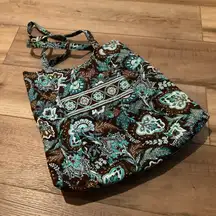 Vera Bradley curvy tote bag l teal, brown, white paisley design