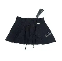 NWT youngla W171 Festival Skirt Black crochet knit flared ruffle mini coverup S