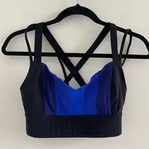 NO KA’OI Black & Blue Double Strap Sports Bra Size 1 (Small)