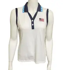 Vintage 80s  Americana USA Polo Tank - White - XL