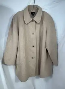 East 5th Women's Wool Blend Coat Size 3Xl Beige Button Front Mid Length Pockets