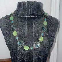 Anne Klein Elegant Green and Blue Gemstone Necklace