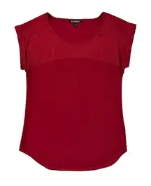 Express Dark Red Short Sleeve Dressy Blouse Top Size XS