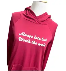 Lularoe Amber Pullover Hoodie Always Late raspberry S