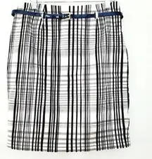 Tommy Hilfiger Belt Womens Apt.9 Tartan Plaid Black White Pencil Skirt Size 4