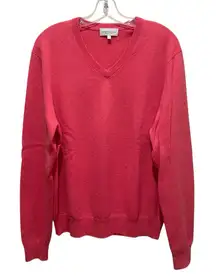 Neiman Marcus Virgin Cashmere V Neck Sweater Pink Women Size Large