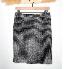 Boss Hugo Boss Tweed Pencil Skirt Size 6 Knee Length Black White Twee