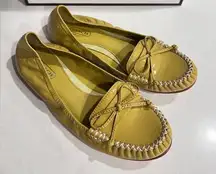 Coach Junie Mimosa yellow Patent‎ Leather Moccasin Loafer Flats NIB