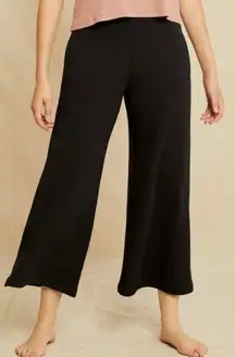 Amour Vert  Eugenia Black Tie Waist Luxe Fleece Pants Small Wide Leg