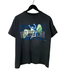 1995 Vintage Led Zeppelin Band Promo Tee T Shirt Gray Large L Distressed