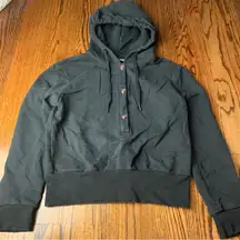 Love Moschino Black Hooded Sweatshirt with Button Detail