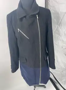 Mossino‎ pea coat blue and black womans size medium