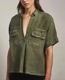 AG Anson Tencel And Linen Blend Top‎ xs