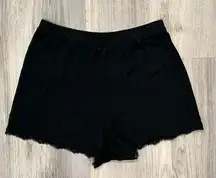 Abercrombie & Fitch Black Ribbed Lounge Pajama Shorts Sleepwear Lace Trim Size S