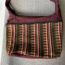 Vintage Brown Multicolored Micro Corduroy Shoulder Crossbody Bag Purse