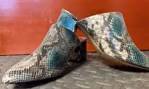 14th & Union Snakeskin Mules - Brown and Blue