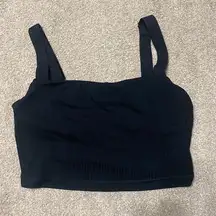 Offline By  Black Ribbed Cropped Shelf Bra Top Size M