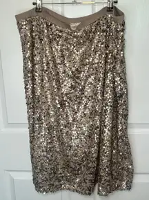 Dantelle Women's 2X Skirt Sequin Bronze‎ Gold Plus Size Party Cocktail Sparkle