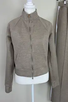 YPB NeoKnit by A&F Active Pants & Jacket Set in Beige Heather Size Large