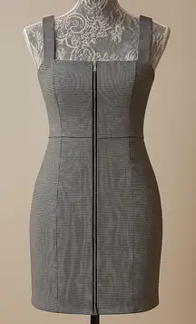 Forever 21 Houndstooth Zip-Front Mini Dress Size M Corporate Siren Collegiate