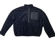 Elodie Jacket Women's Size‎ Large Black Thick Pile Sherpa Fleece 1/2 Zip Sweater