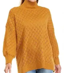 Wonderly Indian Gold Mock Neck Oversized Lightweight Sweater - Size 2X Fall cozy