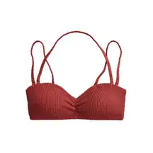 J Crew Scrunchie Sweetheart Bikini Top Halter Removable Strap Textured Brown 2X