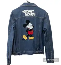 Disney Women’s Jean Blue Denim Jacket Mickey Mouse Needle Punch Back Medium