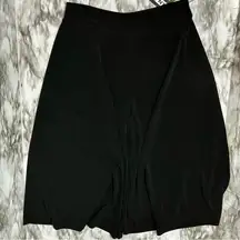 Black Petite Wide Leg Cropped Palazzo Pull On Pants Lightweight Yoga Travel Play