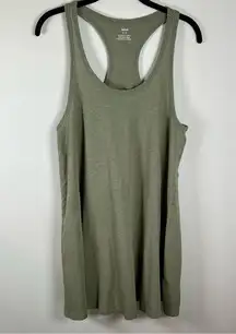 Sleeveless Racerback Dress Black Sage Green Cotton Women's Size Small