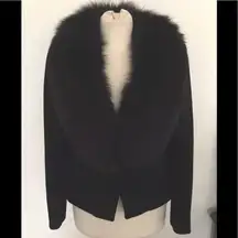 STUNNING!! Vintage Black Regency Cashmere Fox Fur Collar Jacket