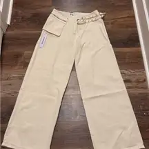 Princess Polly Paltrow Mid Rise Wide Leg Cargo Jeans Cream