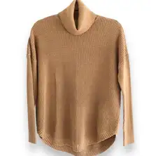 Michael Kors Sweater Womens Medium Brown Waffle Knit Dolman Slv Turtleneck