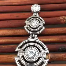 Brighton Single Silver Geometric Crystal Post Earring