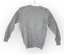 Ted Baker Gray Wool Lace Detail Sweater Feminine Parisian Crewneck Top 3 (M)