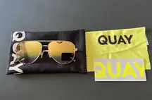 QUAY Aviator Women’s Sunglasses Gold Frames Case & Cloth Included EUC