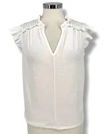 Anthem The Label Karina Top White Ruffle Sleeveless V-Neck Size XS NWT
