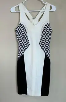 Jealous Tomato Black & White‎ Crossback Fitted Dress Medium